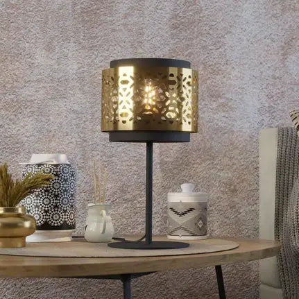 Sandbach table lamp in black and brass