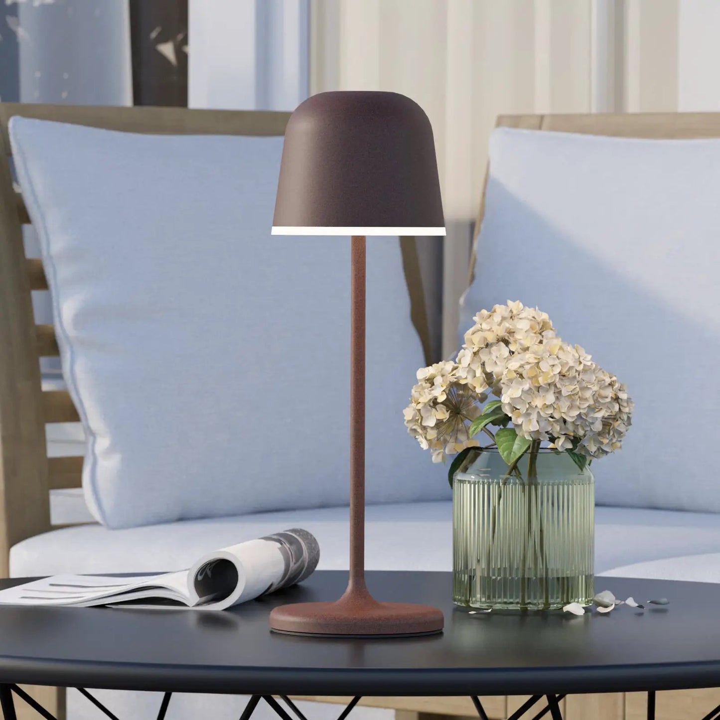 Mannera LED table lamp with a battery, rusty brown