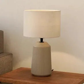 Capalbio table lamp, sand base/white lampshade