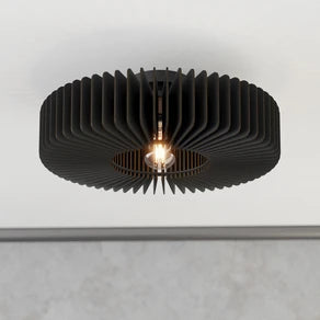 Palombaia ceiling lamp, black, Ø 50 cm, steel/wood, E27