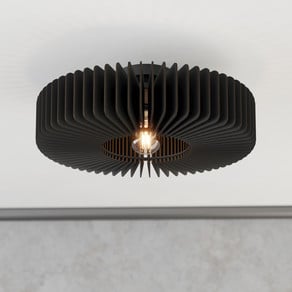 Palombaia ceiling lamp, black, Ø 50 cm, steel/wood, E27