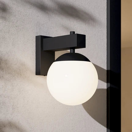 Bufalata outdoor wall light, black/opal white