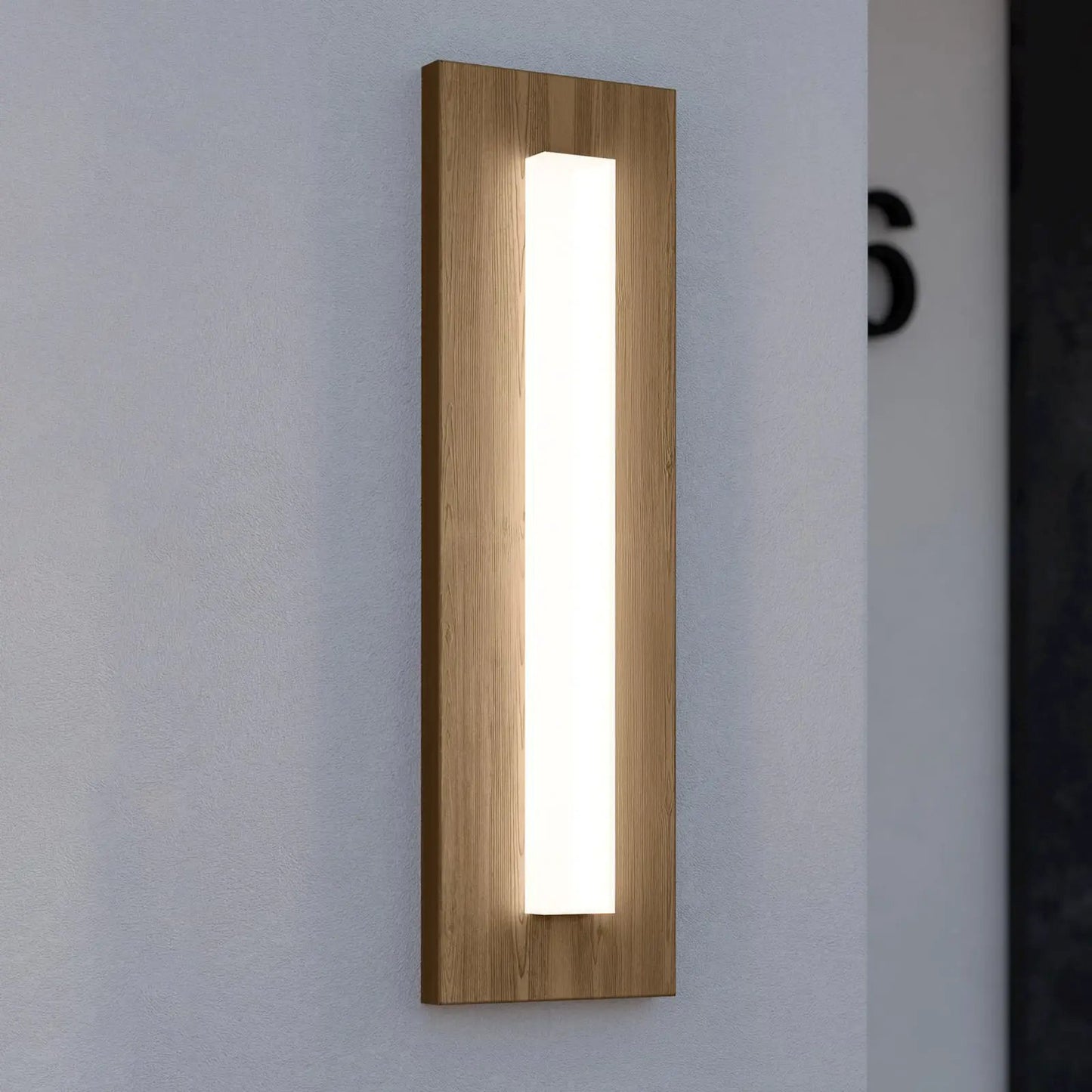 LED outdoor wall light Bitetto, plastic, wood look
