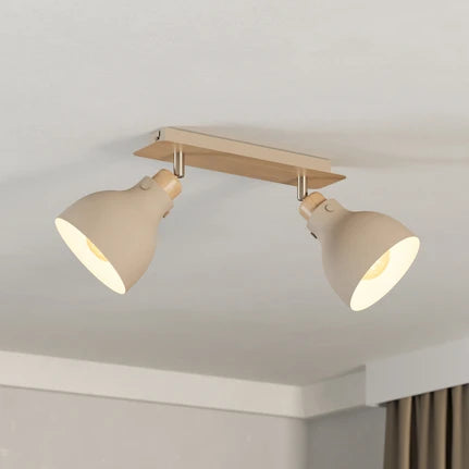Arrecife ceiling light sand/wooden look, 2-bulb
