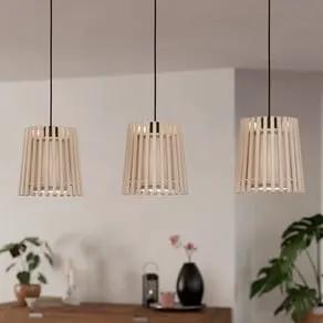 Fattoria pendant light, double lampshades, 3-bulb