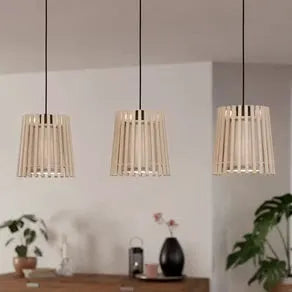 Fattoria pendant light, double lampshades, 3-bulb