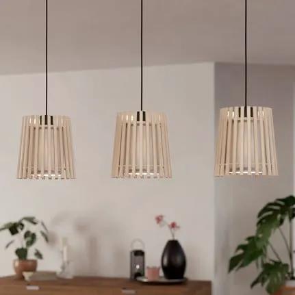 Fattoria pendant light, double lampshades, 3-bulb