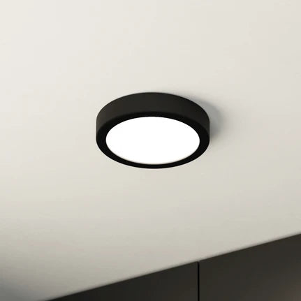 LED surface-mounted panel Fueva 5 IP20 830 black Ø16cm