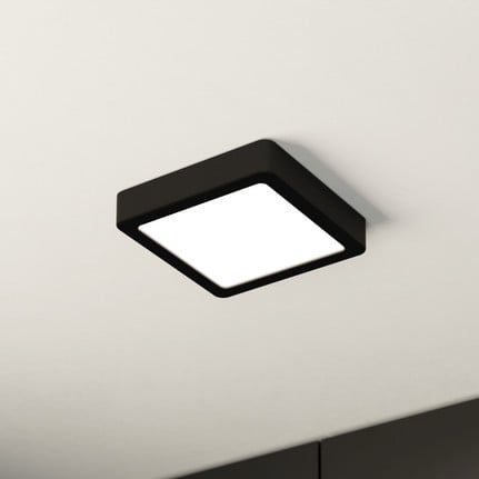 LED surface-mounted panel Fueva 5 IP20 830 black 16x16cm