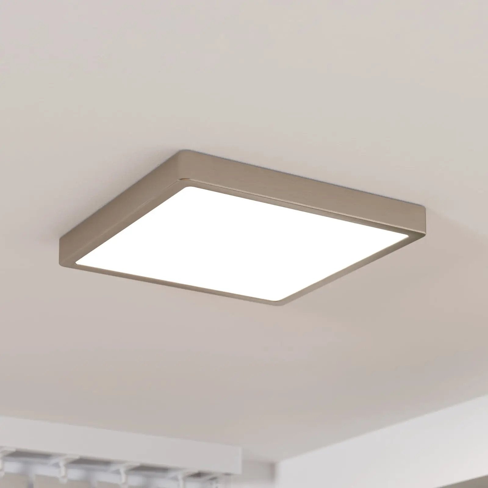 Surface-mounted LED panel Fueva 5 IP20 830 nickel 28.5x28.5cm