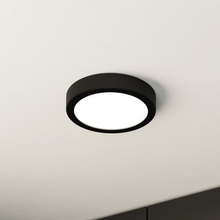 LED ceiling lamp Fueva 5 IP44 3000K black Ø16cm