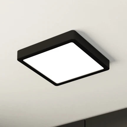 LED ceiling lamp Fueva 5 IP44 3000K black 21x21cm