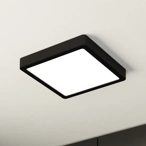 LED ceiling lamp Fueva 5 IP44 3000K black 21x21cm