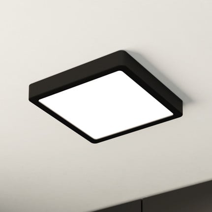 LED ceiling lamp Fueva 5 IP44 3000K black 21x21cm