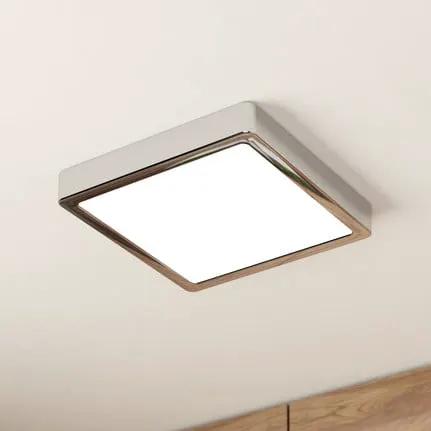 LED ceiling lamp Fueva 5 IP44 3000K chrome 21x21cm
