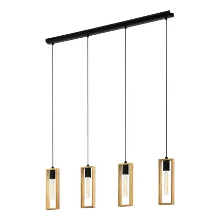 Littleton pendant light black/brown 4-bulb