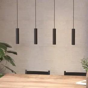Almudaina LED hanging light, black, length 84 cm, 4-bulb,