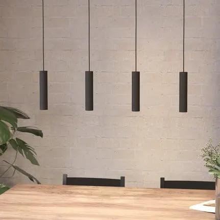 Almudaina LED hanging light, black, length 84 cm, 4-bulb,