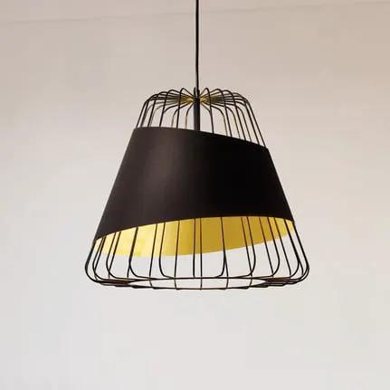 Austell hanging light, Ø 43 cm, black/gold, metal, fabric