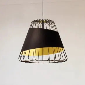 Austell hanging light, Ø 43 cm, black/gold, metal, fabric