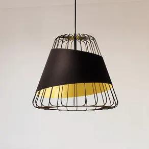 Austell hanging light, Ø 43 cm, black/gold, metal, fabric