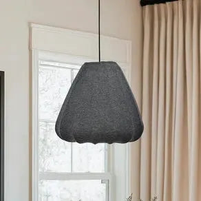 Barlaston hanging light, Ø 35 cm, black/grey, metal, fabric