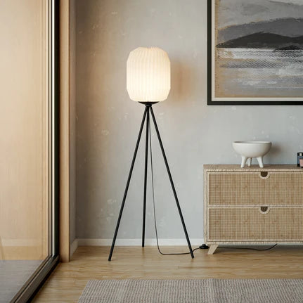 Belgrave floor lamp, height 141.5 cm, black/white, metal
