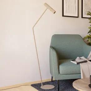 LED floor lamp Caminia, height 158.5 cm, sand-coloured, steel