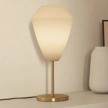 Caprarola table lamp, height 46 cm, sand colour/brass, glass