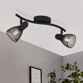 Corvigno downlight, length 36.5 cm, black, 2-bulb.