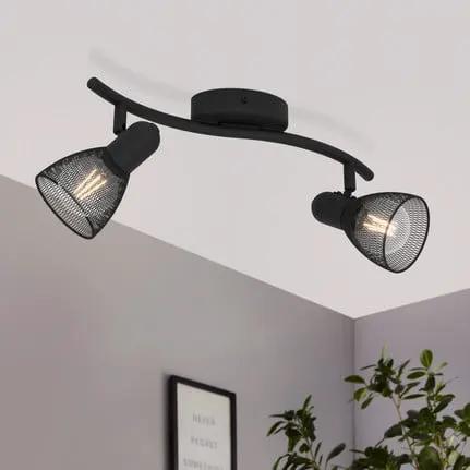 Corvigno downlight, length 36.5 cm, black, 2-bulb.