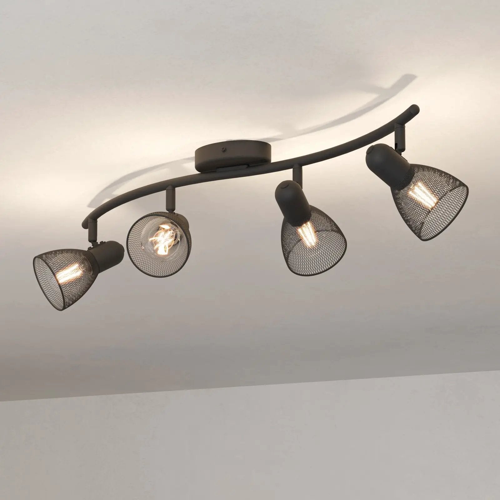 Corvigno downlight, length 64 cm, black, 4-bulb, steel