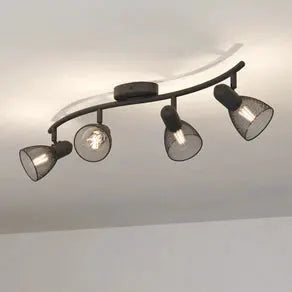 Corvigno downlight, length 64 cm, black, 4-bulb, steel