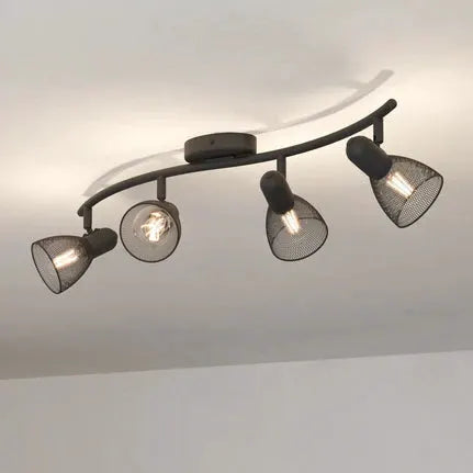 Corvigno downlight, length 64 cm, black, 4-bulb, steel