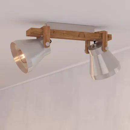 Cawton downlight, length 58.5 cm, steel/brown, 2-bulb.