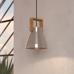 Cawton hanging light, Ø 16 cm, steel/brown, steel/wood