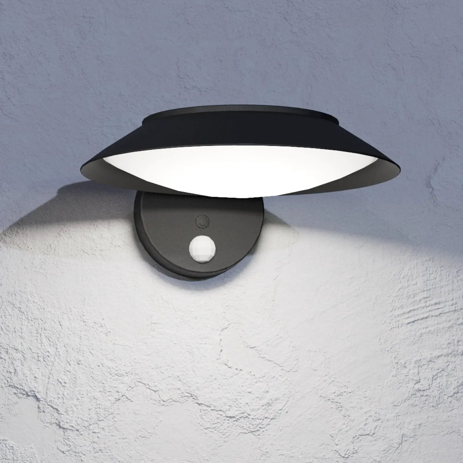 Cerrisi solar LED wall lamp, width 10.5 cm, black, sensor