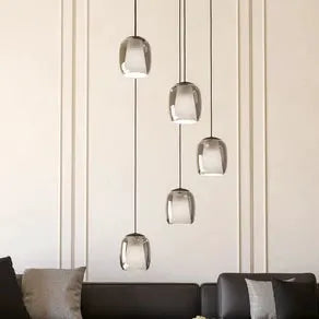 Ciampino pendant light, black, 5-bulb.