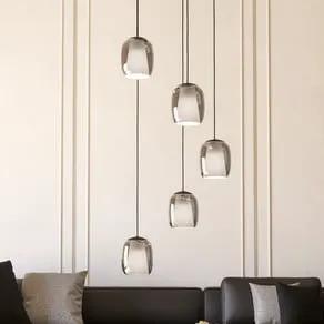 Ciampino pendant light, black, 5-bulb.