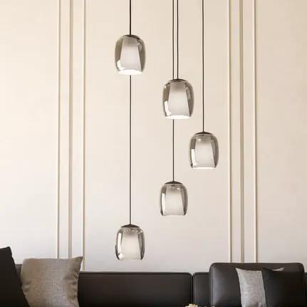 Ciampino pendant light, black, 5-bulb.