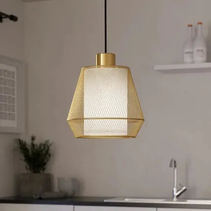 Ciudadela pendant light, Ø 18 cm, black/brass, steel