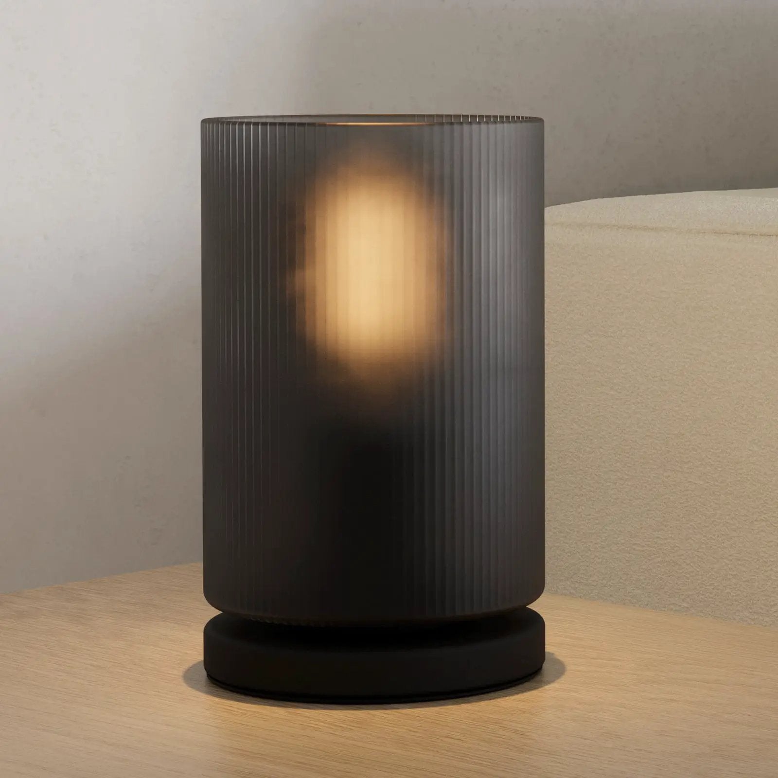 Colomera table lamp, height 19.5 cm, black/grey, glass