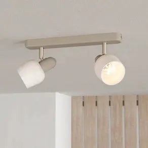 Corato downlight, sand/nickel/opal, 2-bulb.