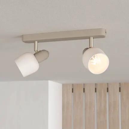 Corato downlight, sand/nickel/opal, 2-bulb.
