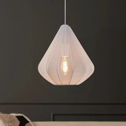 Dolwen pendant light, white, Ø 33.5 cm, fabric