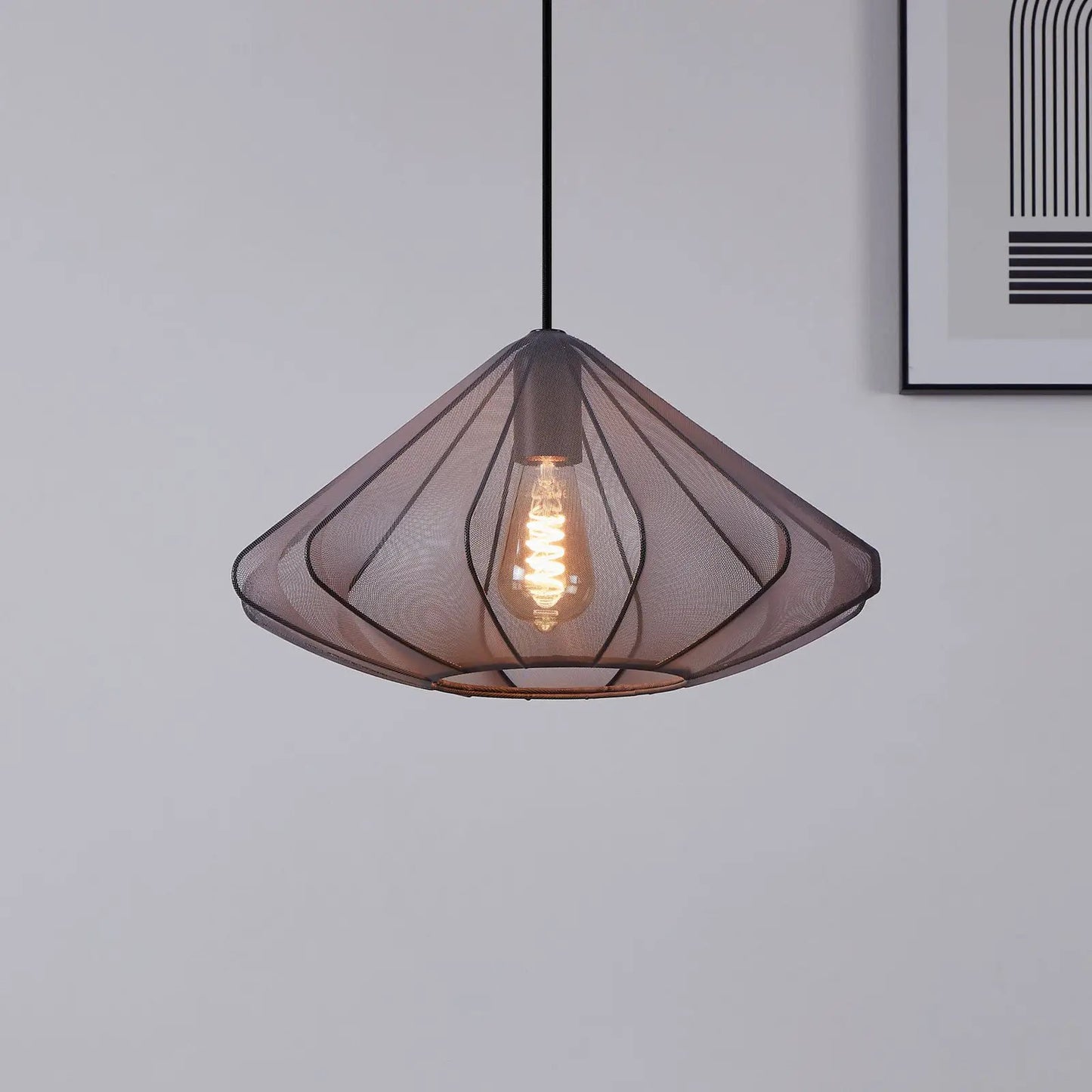Dolwen pendant light, black, Ø 42.5 cm, fabric