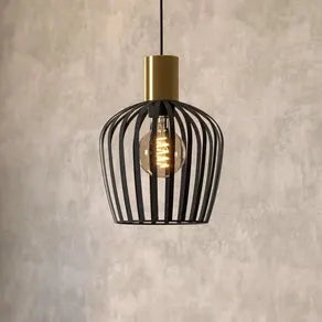Empoli hanging light, Ø 20 cm, black/brass-coloured, steel