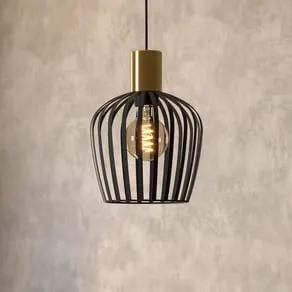 Empoli hanging light, Ø 20 cm, black/brass-coloured, steel