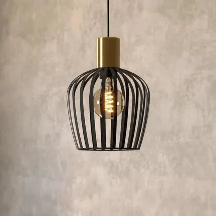 Empoli hanging light, Ø 20 cm, black/brass-coloured, steel