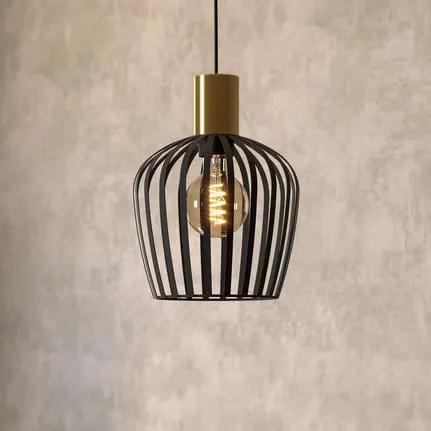 Empoli hanging light, Ø 20 cm, black/brass-coloured, steel